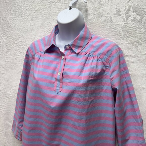 Vineyard Vines Collar Henley Shirt Blouse Womens 2 Pink Magenta Stripe Coast - Picture 4 of 14